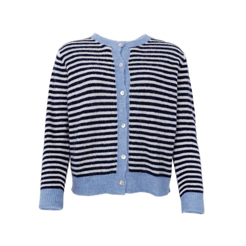 Black Colour Dell striped knit cardigan, navy