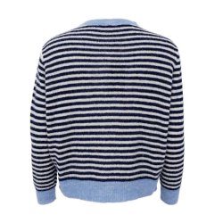 Black Colour Dell striped knit cardigan, navy