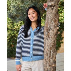 Black Colour Dell striped knit cardigan, navy