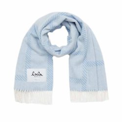 Svea wool mix scarf Lala Berlin, blue/white