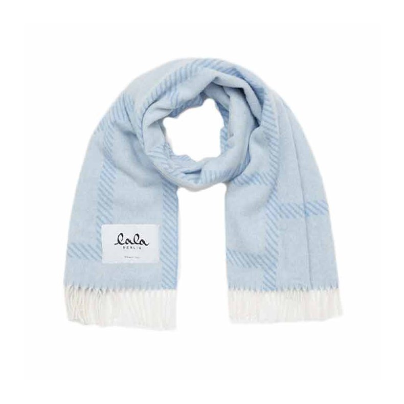 Svea wool mix scarf Lala Berlin, blue/white