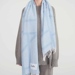 Svea wool mix scarf Lala Berlin, blue/white