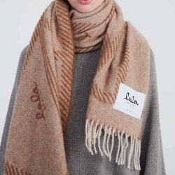 Svea wool mix scarf Lala Berlin, brown/beige