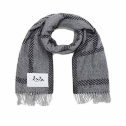 Svea wool mix scarf Lala Berlin, light grey melange/black