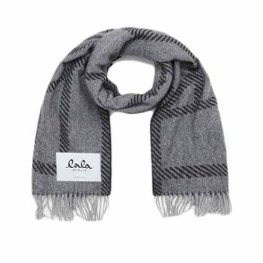 Svea wool mix scarf Lala Berlin, light grey melange/black