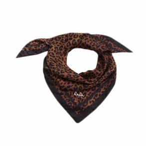 Tamera triangle slik scarf Lala Berlin, dark brown leo