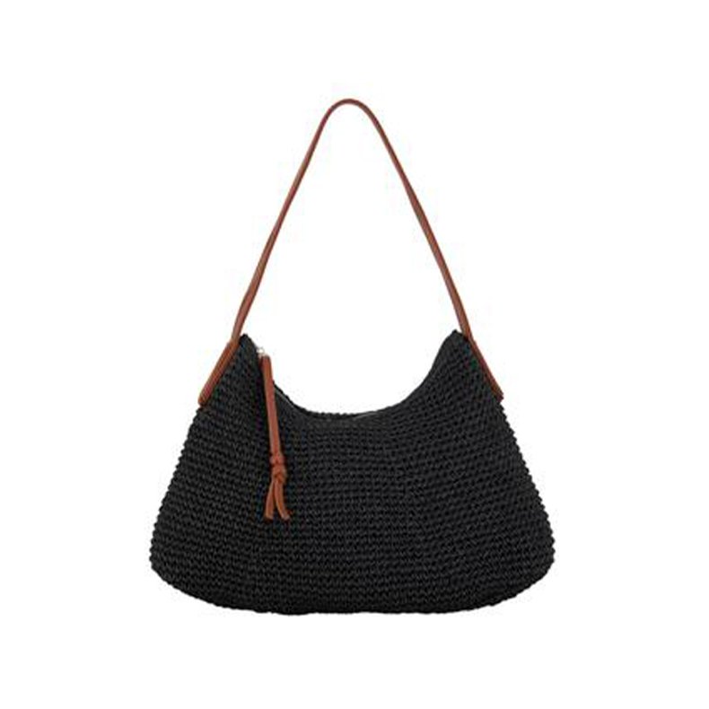 Paper straw ariya bag Beck Sndergaard, black