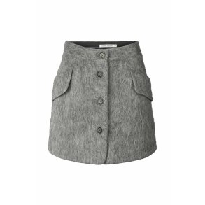 Olympia fuzzy skirt Rabens Saloner, grey melange