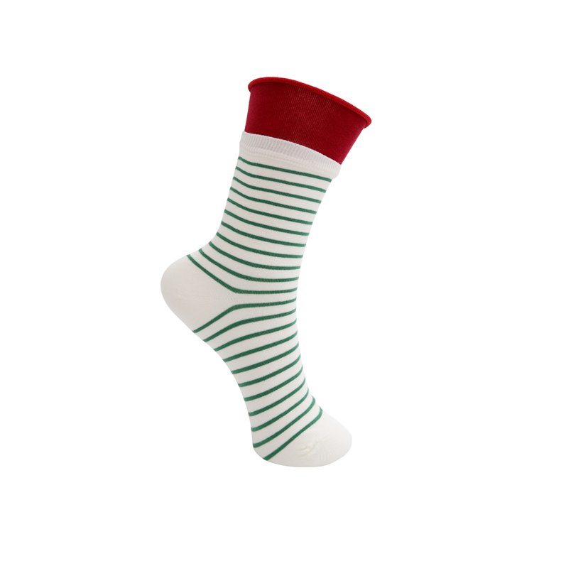 Wilhelmine sock Black Colour, green stripe