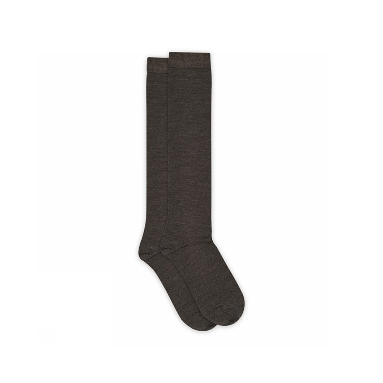 Wool/cotton knee socks MP Denmark, dark brown
