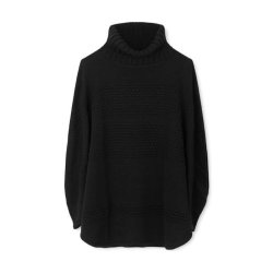 Siff knit poncho Sibin Linnebjerg, black