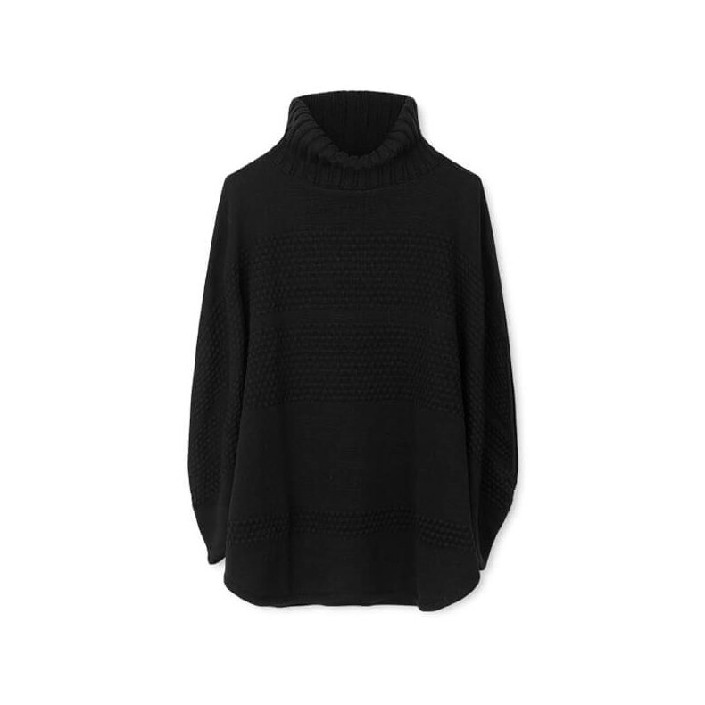 Siff knit poncho Sibin Linnebjerg, black