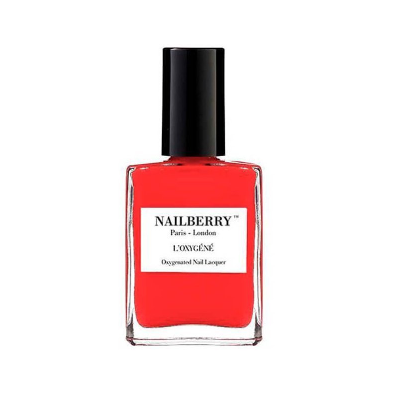 Cherry Cherie nailpolish fra Nailberry LOxygn, light and bright red-orange