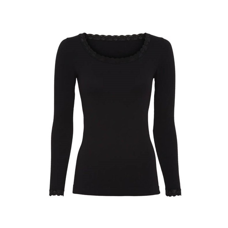 Frida rib top long sleeve Tim &amp; Simonsen, nero