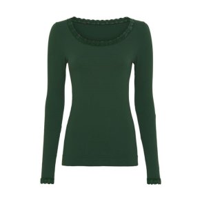 Frida rib top long sleeve Tim & Simonsen, verde scuro