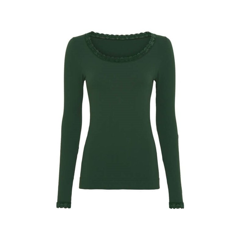 Frida rib top long sleeve Tim &amp; Simonsen, verde scuro