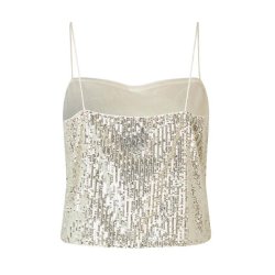 Jovana top Baum und Pferdgarten, silver sequin