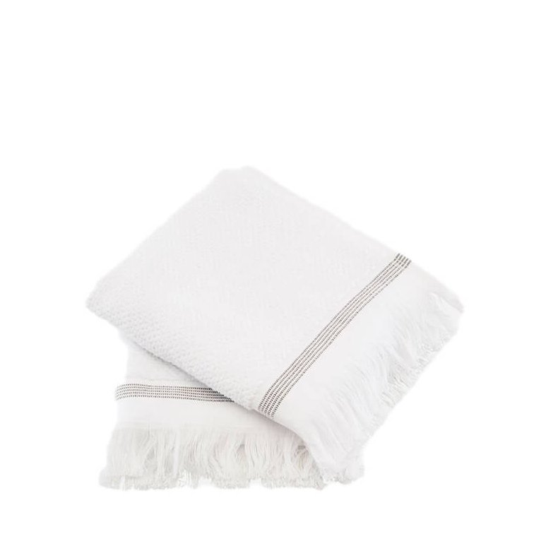 Meraki towel 50x100 cm, white with grey stripes